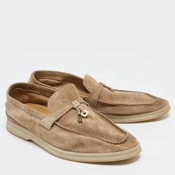 Pre Owned Loro Piana Beige Suede Summer Charms Walk Loafers Size 41