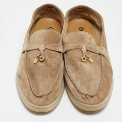 Pre Owned Loro Piana Beige Suede Summer Charms Walk Loafers Size 41
