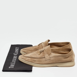 Pre Owned Loro Piana Beige Suede Summer Charms Walk Loafers Size 41