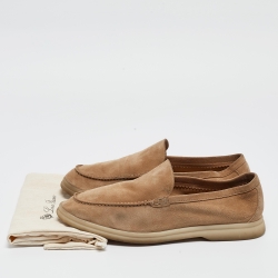 Pre Owned Loro Piana Beige Suede Summer Walk  Loafers Size 38.5