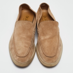 Pre Owned Loro Piana Beige Suede Summer Walk  Loafers Size 38.5