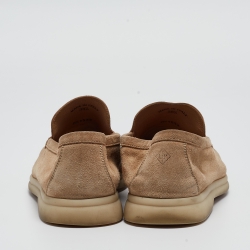 Pre Owned Loro Piana Beige Suede Summer Walk  Loafers Size 38.5