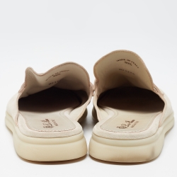 Pre Owned Loro Piana Beige Nubuck Leather Babouche Charms Walk Mules Size 39.5