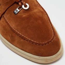 Pre Owned Loro Piana Brown Suede Summer Charms Walk Loafers Size 37