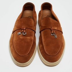 Pre Owned Loro Piana Brown Suede Summer Charms Walk Loafers Size 37