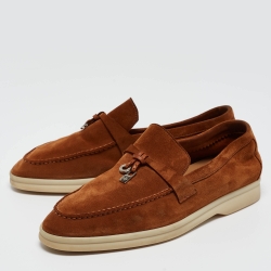 Pre Owned Loro Piana Brown Suede Summer Charms Walk Loafers Size 37