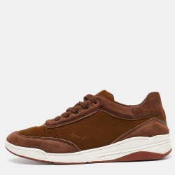 Brown Nubuck Leather And Wool Newport Up Sneakers