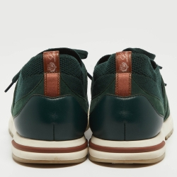 Pre Owned Loro Piana Green Knit Fabric 360 Flexy Walker Sneakers Size 38.5