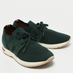 Pre Owned Loro Piana Green Knit Fabric 360 Flexy Walker Sneakers Size 38.5
