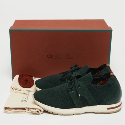 Pre Owned Loro Piana Green Knit Fabric 360 Flexy Walker Sneakers Size 38.5