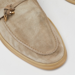 Pre Owned Loro Piana Beige Suede Summer Charms Walk Slip On Loafers Size 38