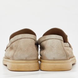 Pre Owned Loro Piana Beige Suede Summer Charms Walk Slip On Loafers Size 38