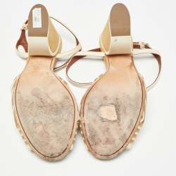 Pre Owned Loro Piana Tricolor Leather Ankle Strap Sandals Size 38.5