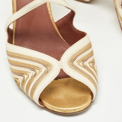 Pre Owned Loro Piana Tricolor Leather Ankle Strap Sandals Size 38.5