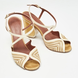 Pre Owned Loro Piana Tricolor Leather Ankle Strap Sandals Size 38.5