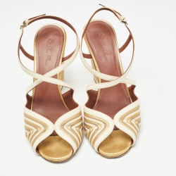 Pre Owned Loro Piana Tricolor Leather Ankle Strap Sandals Size 38.5