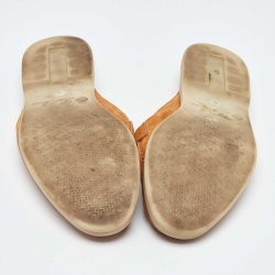 Pre Owned Loro Piana Orange Suede Babouche Charms Walk Flat Mules Size 38