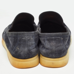 Loro Piana Navy Blue Suede Summer Charms Walk Loafers Size 39.5