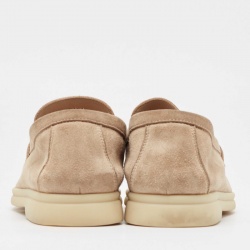 Pre Owned Loro Piana Beige Suede Summer Charms Walk Loafers Size 38