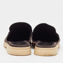 Pre Owned Loro Piana Black Suede Babouche Charms Walk Mules Size 38.5