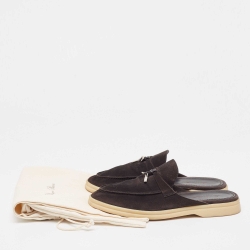 Pre Owned Loro Piana Black Suede Babouche Charms Walk Mules Size 38.5