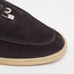 Pre Owned Loro Piana Black Suede Babouche Charms Walk Mules Size 38.5