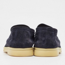 Pre Owned Loro Piana Navy Blue Suede Summer Charms Walk Loafers Size 37