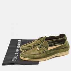 Pre Owned Loro Piana Green Suede Summer Charms Walk  Loafers Size 40
