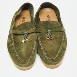 Pre Owned Loro Piana Green Suede Summer Charms Walk  Loafers Size 40