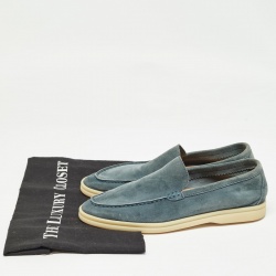 Pre Owned Loro Piana Blue Suede Summer Walk Loafers Size 37