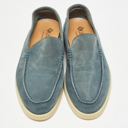 Pre Owned Loro Piana Blue Suede Summer Walk Loafers Size 37