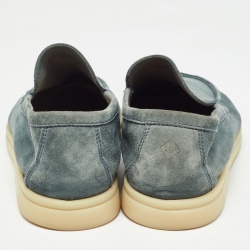 Pre Owned Loro Piana Blue Suede Summer Walk Loafers Size 37