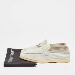 Pre Owned Loro Piana Grey Suede Summer Charms Walk Loafers Size 37