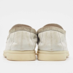 Pre Owned Loro Piana Grey Suede Summer Charms Walk Loafers Size 37