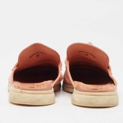 Pre Owned Loro Piana Pink Suede Babouche Charms Walk Mules  Size 37