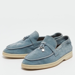 Pre Owned Loro Piana Blue Suede Summer Charms Walk Loafers Size 36