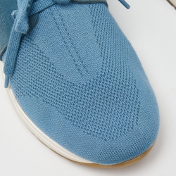 Pre Owned Loro Piana Blue Knit Fabric 360LP Flexy Walker Sneakers Size 39.5