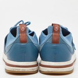 Pre Owned Loro Piana Blue Knit Fabric 360LP Flexy Walker Sneakers Size 39.5