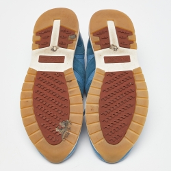 Pre Owned Loro Piana Blue Knit Fabric 360LP Flexy Walker Sneakers Size 39.5