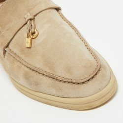 Pre Owned Loro Piana Beige Suede Summer Charms Walk Loafers Size 39