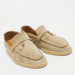 Pre Owned Loro Piana Beige Suede Summer Charms Walk Loafers Size 39