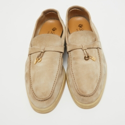 Pre Owned Loro Piana Beige Suede Summer Charms Walk Loafers Size 39