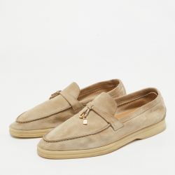 Pre Owned Loro Piana Beige Suede Summer Charms Walk Loafers Size 39
