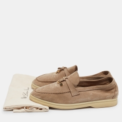 Pre Owned Loro Piana Beige Suede Summer Charms Walk Loafers Size 36