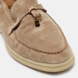 Pre Owned Loro Piana Beige Suede Summer Charms Walk Loafers Size 36