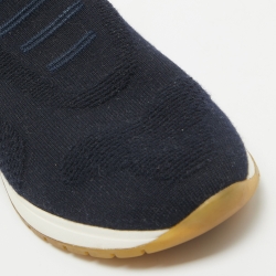 Pre Owned Loro Piana Navy Blue Knit Fabric 360 LP Flexy Walk Sneakers Size 36