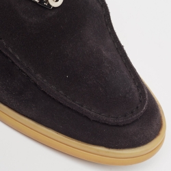 Loro Piana Black Suede Babouche Charms Walk Flat Mules Size 40