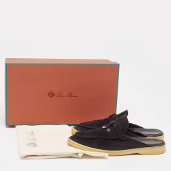 Loro Piana Black Suede Babouche Charms Walk Flat Mules Size 40