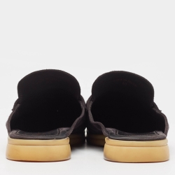 Loro Piana Black Suede Babouche Charms Walk Flat Mules Size 40