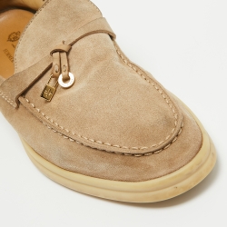 Pre Owned Loro Piana Beige Suede Summer Charms Walk Loafers Size 39.5